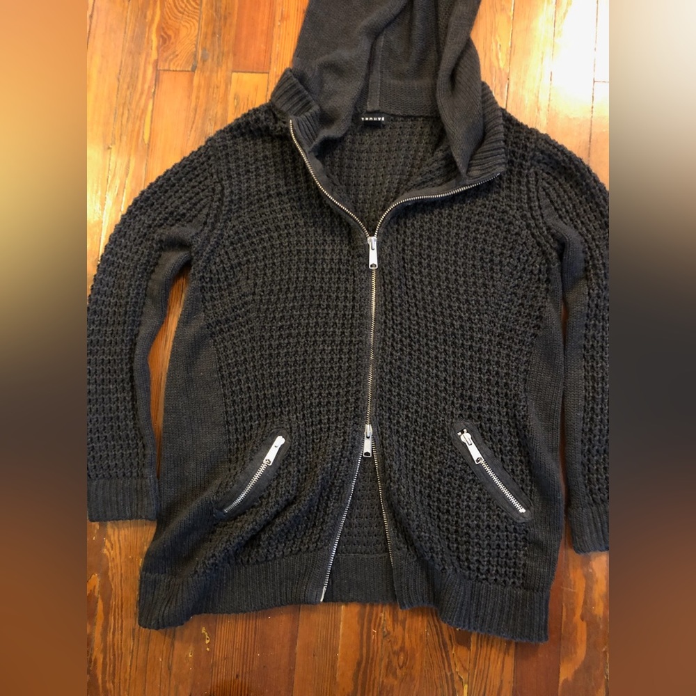 Nordstrom Zip up Hooded Sweater by Trouvé women’s medium charcoal grey